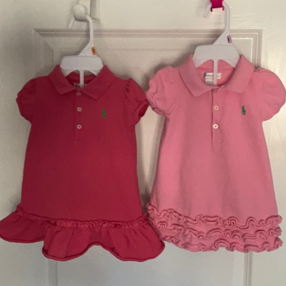 Polo Ralph Lauren Other - Polo by Ralph Lauren Kids Ruffle Hem Shirts - Deep Pink, Light Pink 9 months
